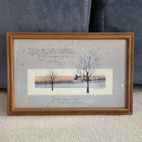 D. Morgan Mom and Dad Farmhouse Signed Framed Print Vintage Parent Tribute Gift - Picture 2 of 10